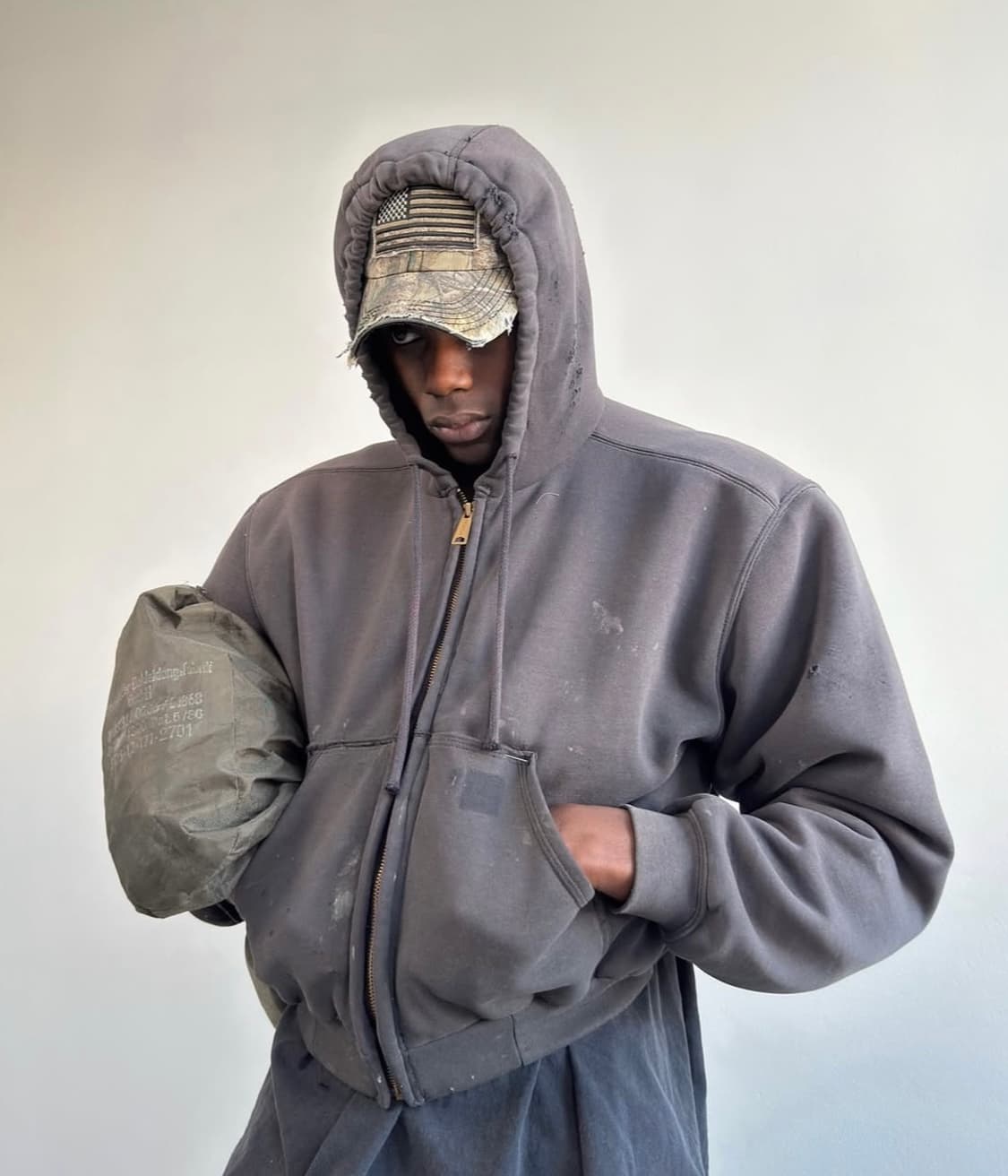 빈티지 칼하트 썬페이딩 써멀 후드집업  상품이미지1