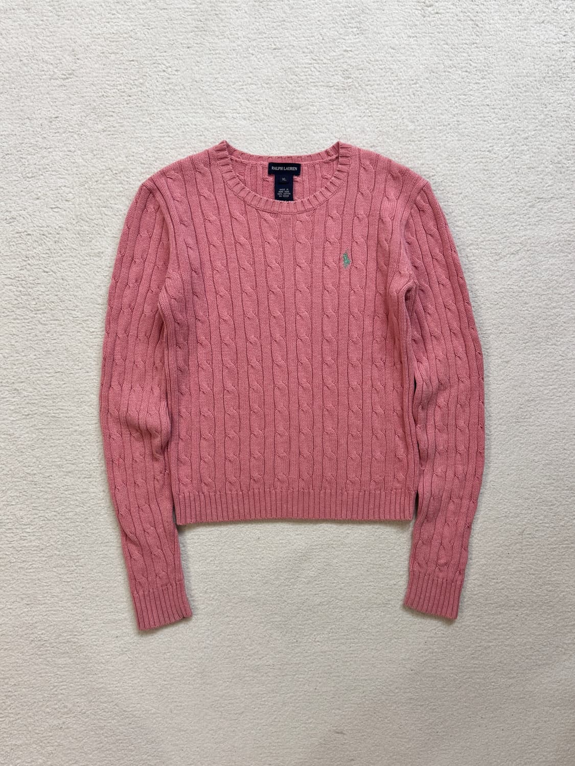 폴로 연핑크 케이블 니트 상품이미지2