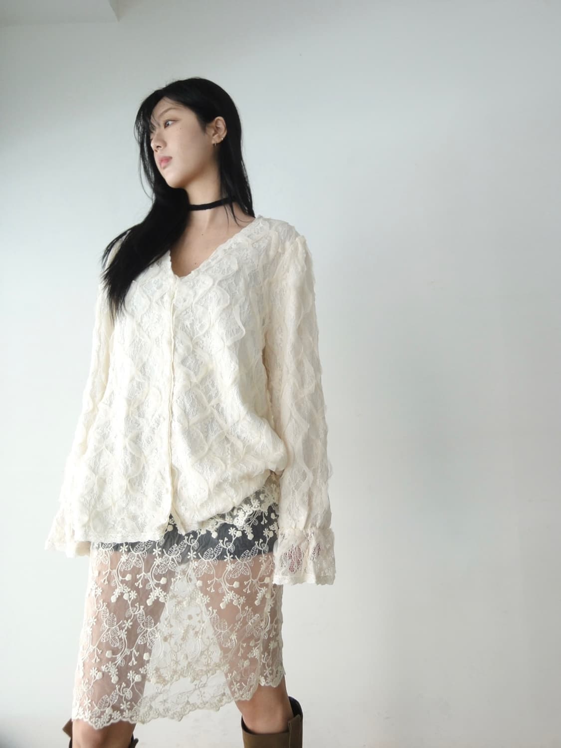 Lace whisper blouse / white 상품이미지5