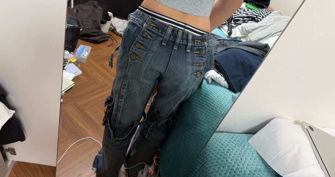 디테일개쩌는 빈티지 와이드 데님카고  상품이미지2