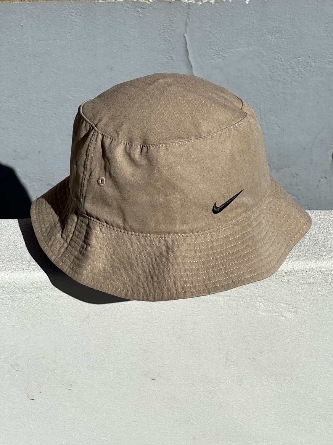 [L] 00s NIKE 나이키 로고 헤링본트윌 베이지 버킷햇 모자 상품이미지2