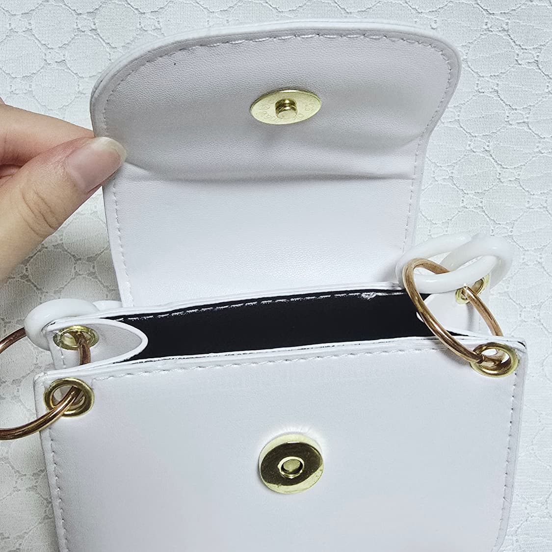 화이트 미니 체인백 크로스 가능 상품이미지7