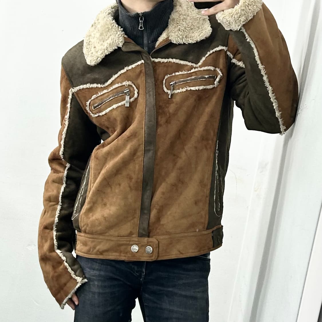 Shane Jeans 스웨이드 쉐르파 무스탕 자켓 상품이미지1