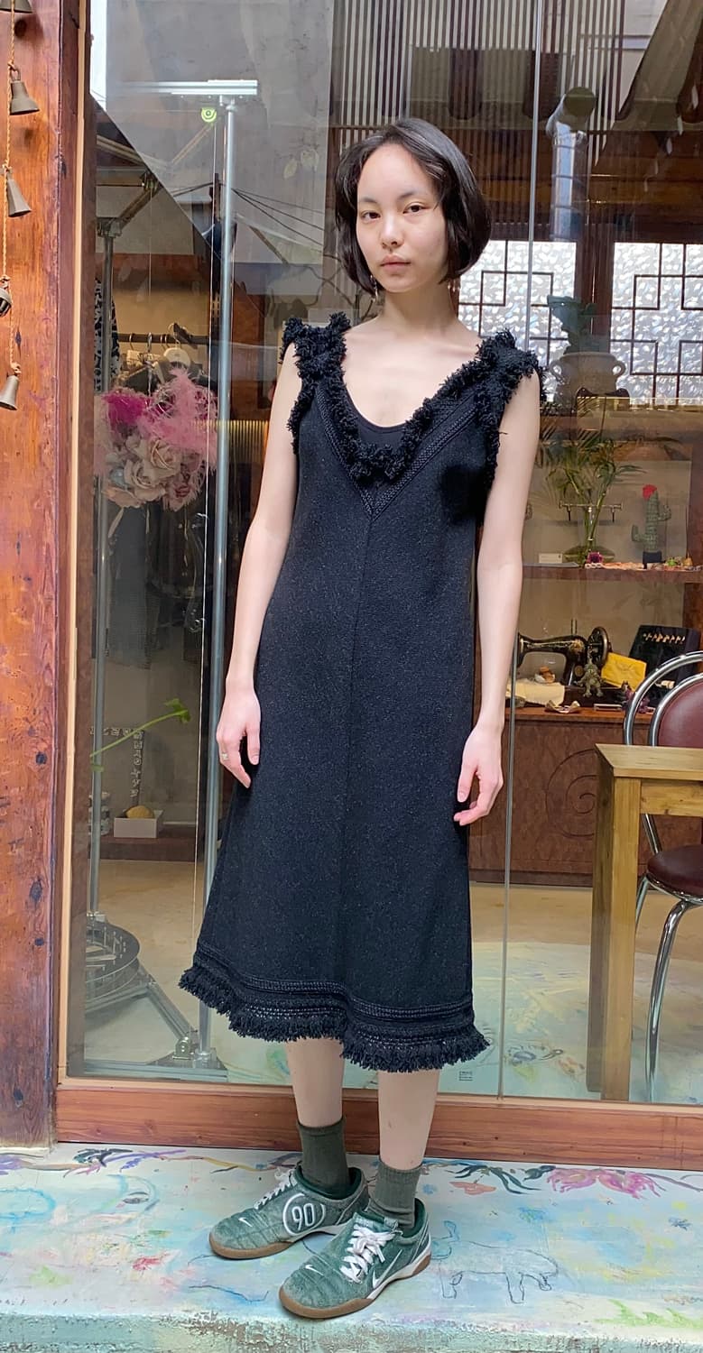 BEAUTIFUL PEOPLE 로우엣지 V넥 슬리브리스 롱 원피스  상품이미지2