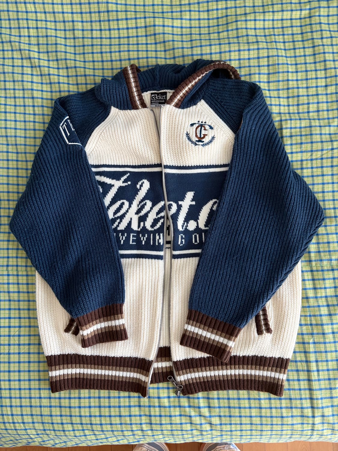 테켓 니트 집업 네이비 상품이미지2