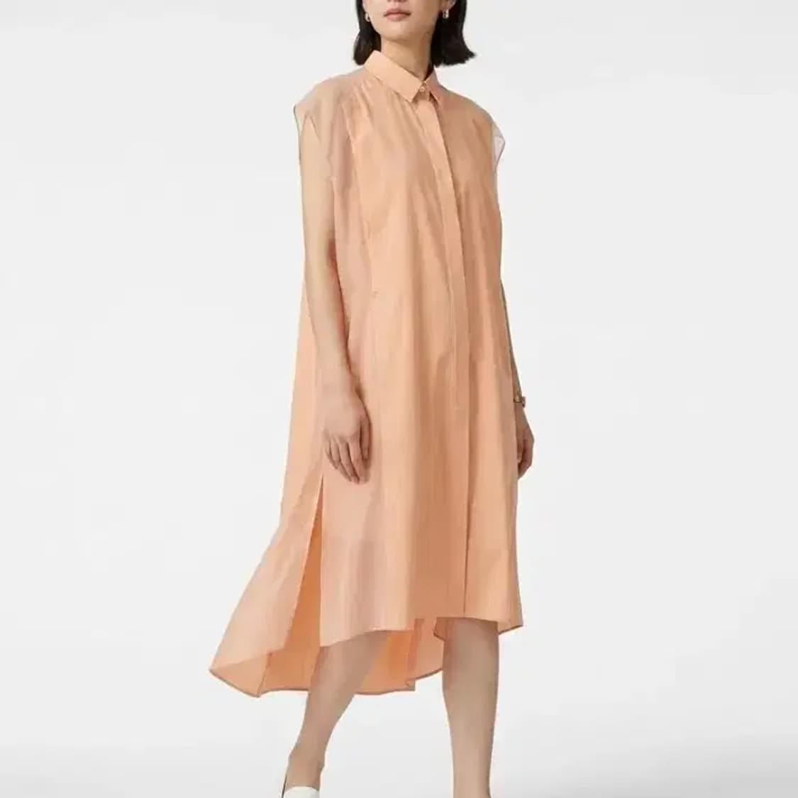 한섬 시스템 배색 롱 셔츠 원피스 66 오버핏 상품이미지1