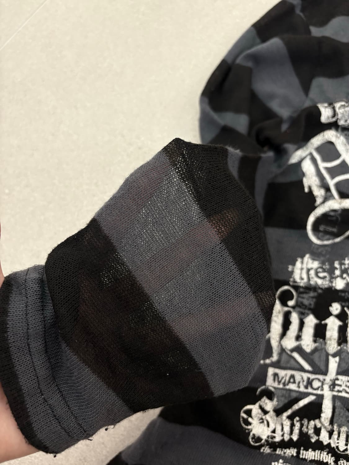 펑크 스트라이프 프린팅 후드집업 상품이미지4