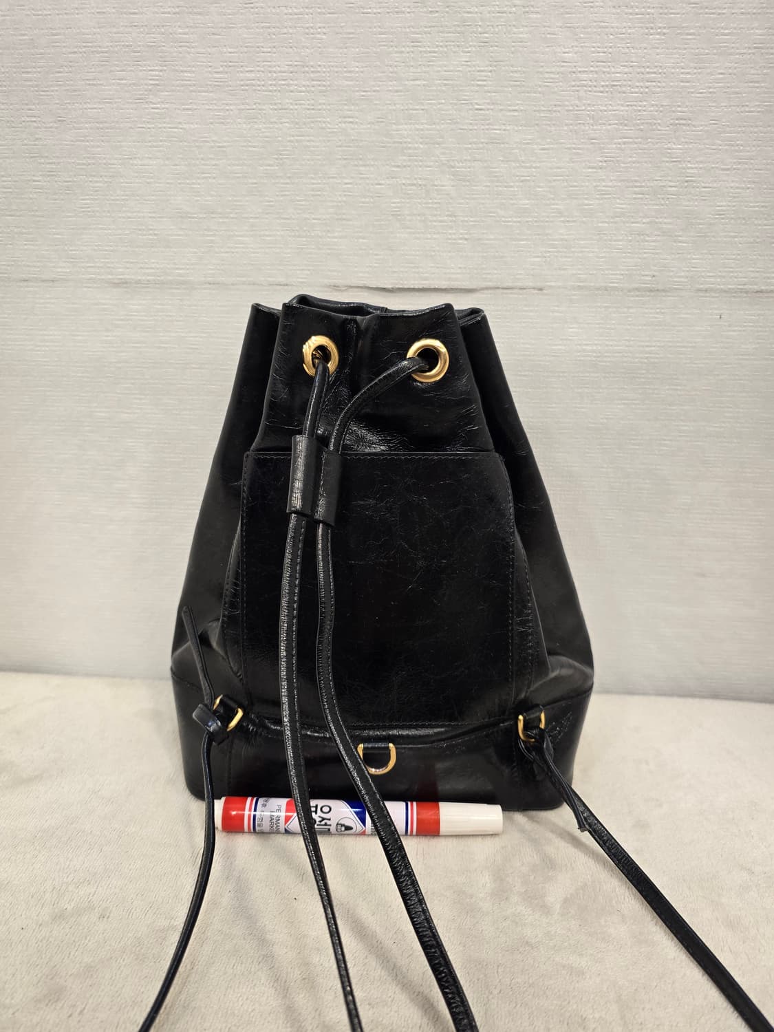 쓰리노크스 블랙 가죽 백팩 버킷백 + 체인 상품이미지4
