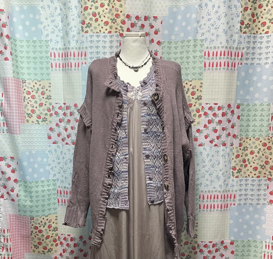 퍼플 모리세트 #모리걸 #하구미 #무지개떡 #가디건 #보라 #퍼플 상품이미지2