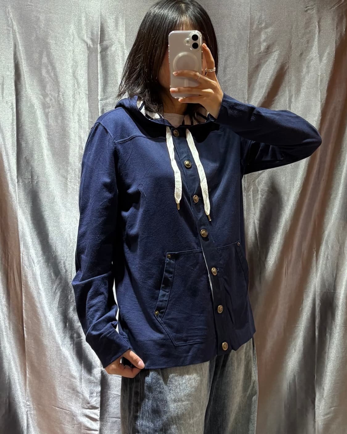 L 폴로랄플로렌 LRL 각인 버튼 스트라이프 후드 자켓 상품이미지1