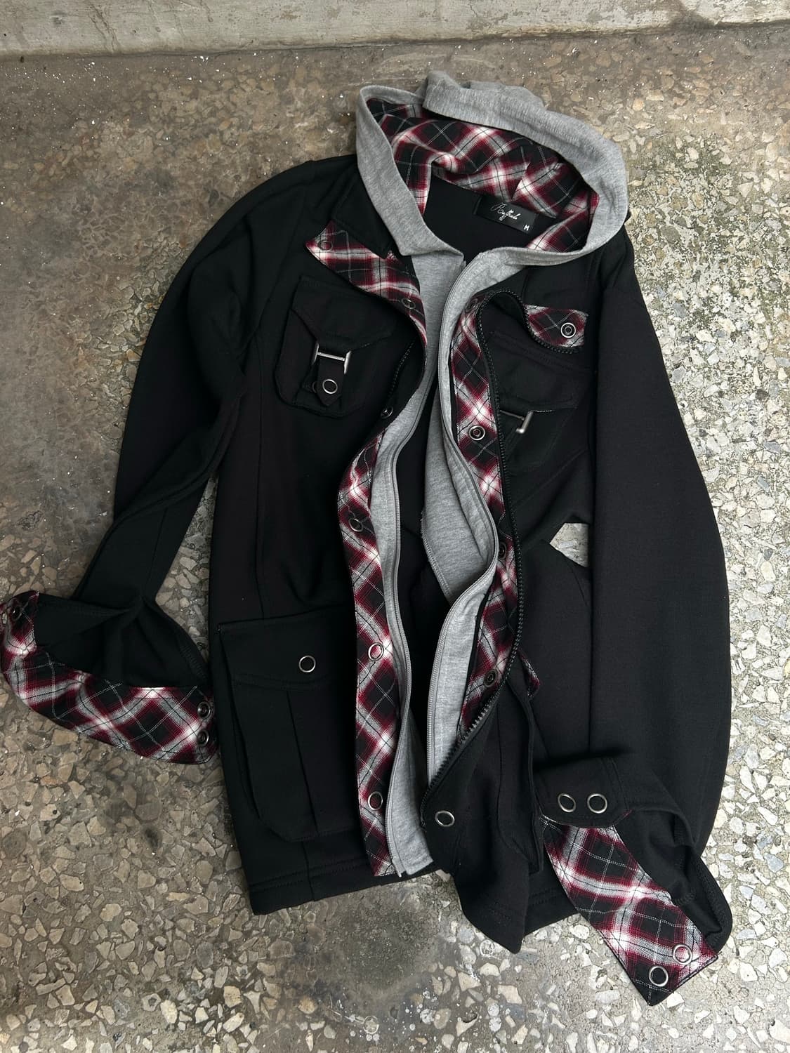 *rare* Jpn 00s 락시크 체크 레이어드 후드집업 상품이미지1