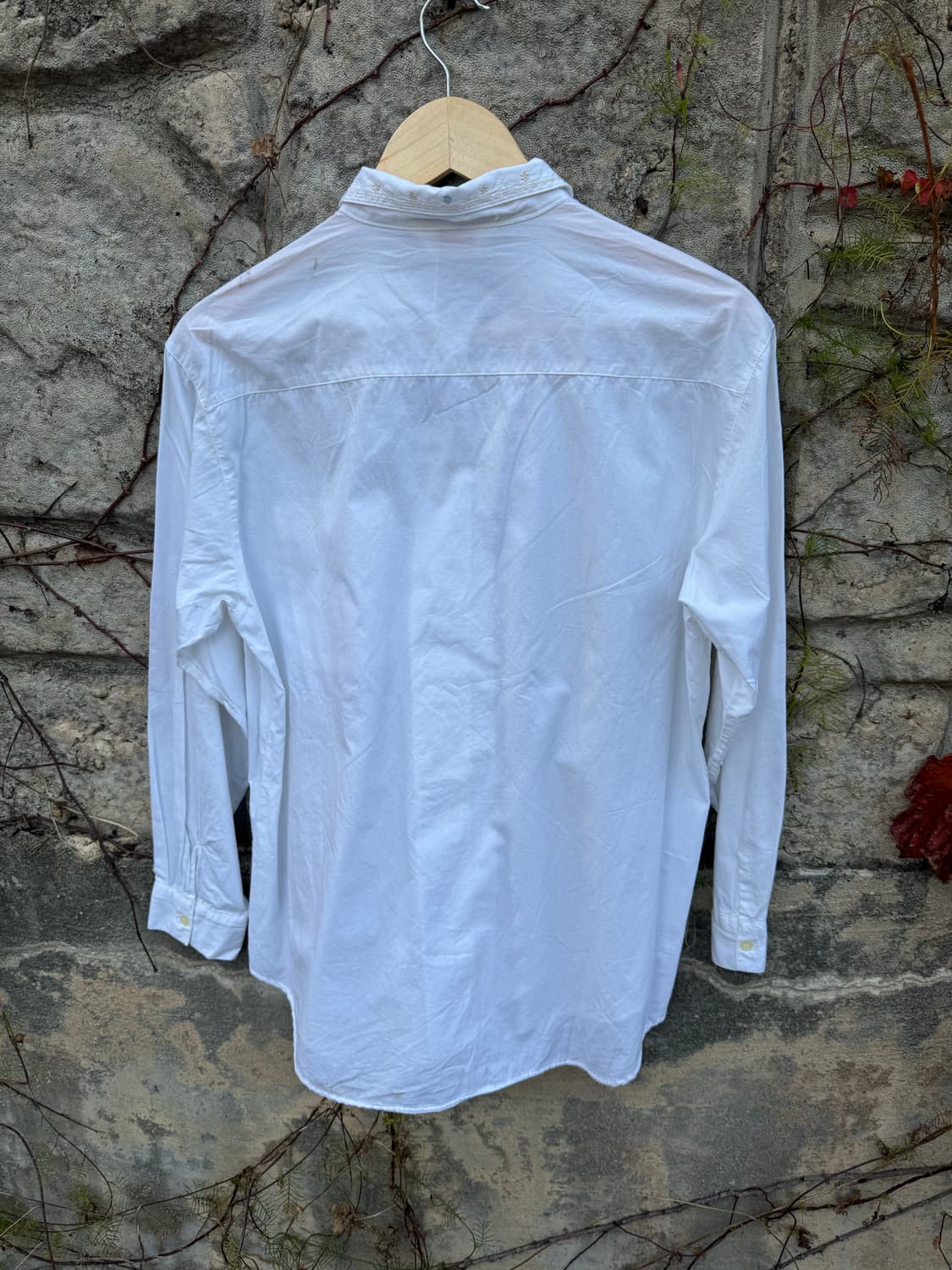 일본 빈티지 꽃 플라워 자수 포인트 화이트 셔츠 상품이미지4