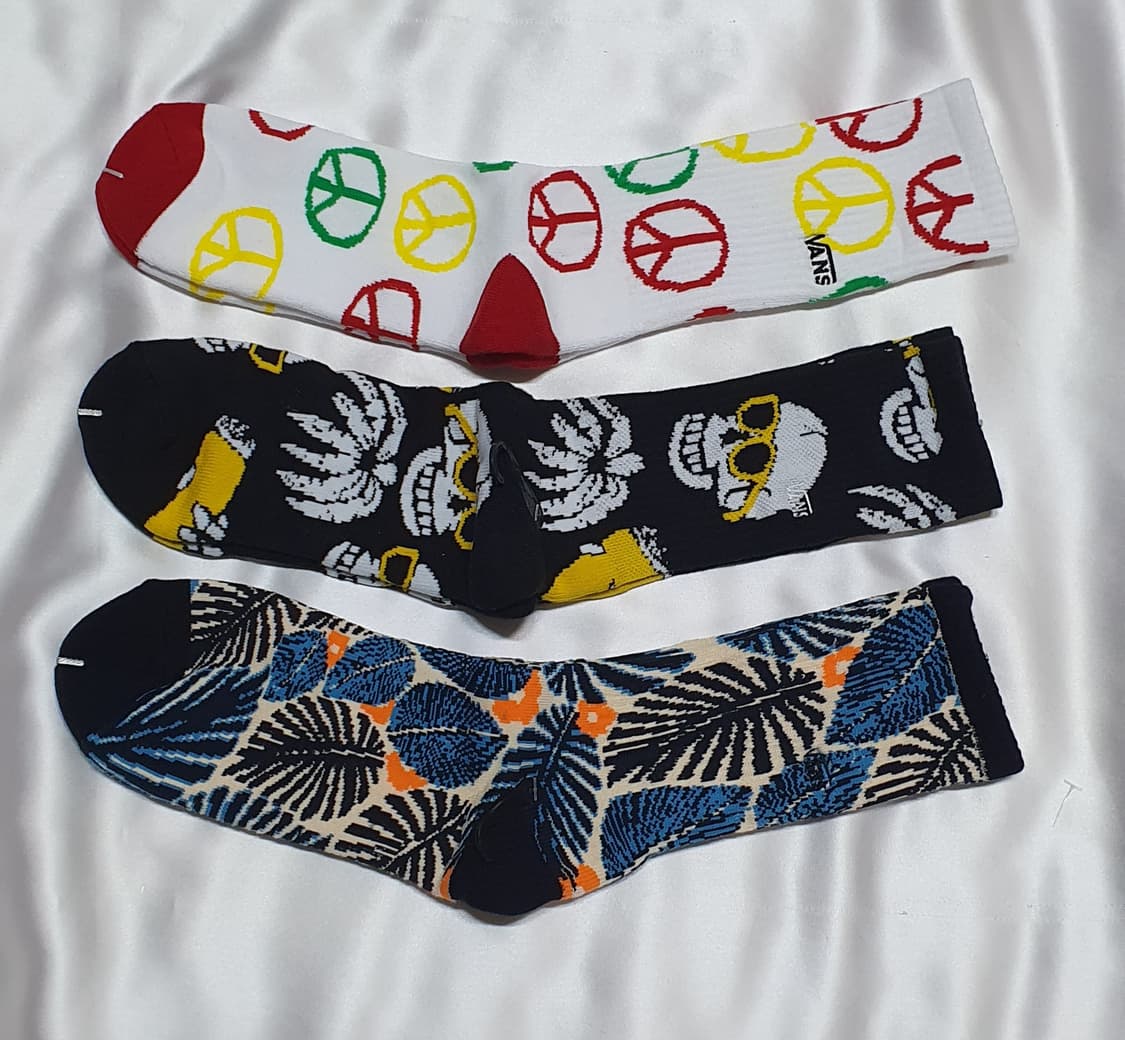 화이트 블랙 블루 반스 도트 해골 야자수 나무잎 양말 상품이미지1