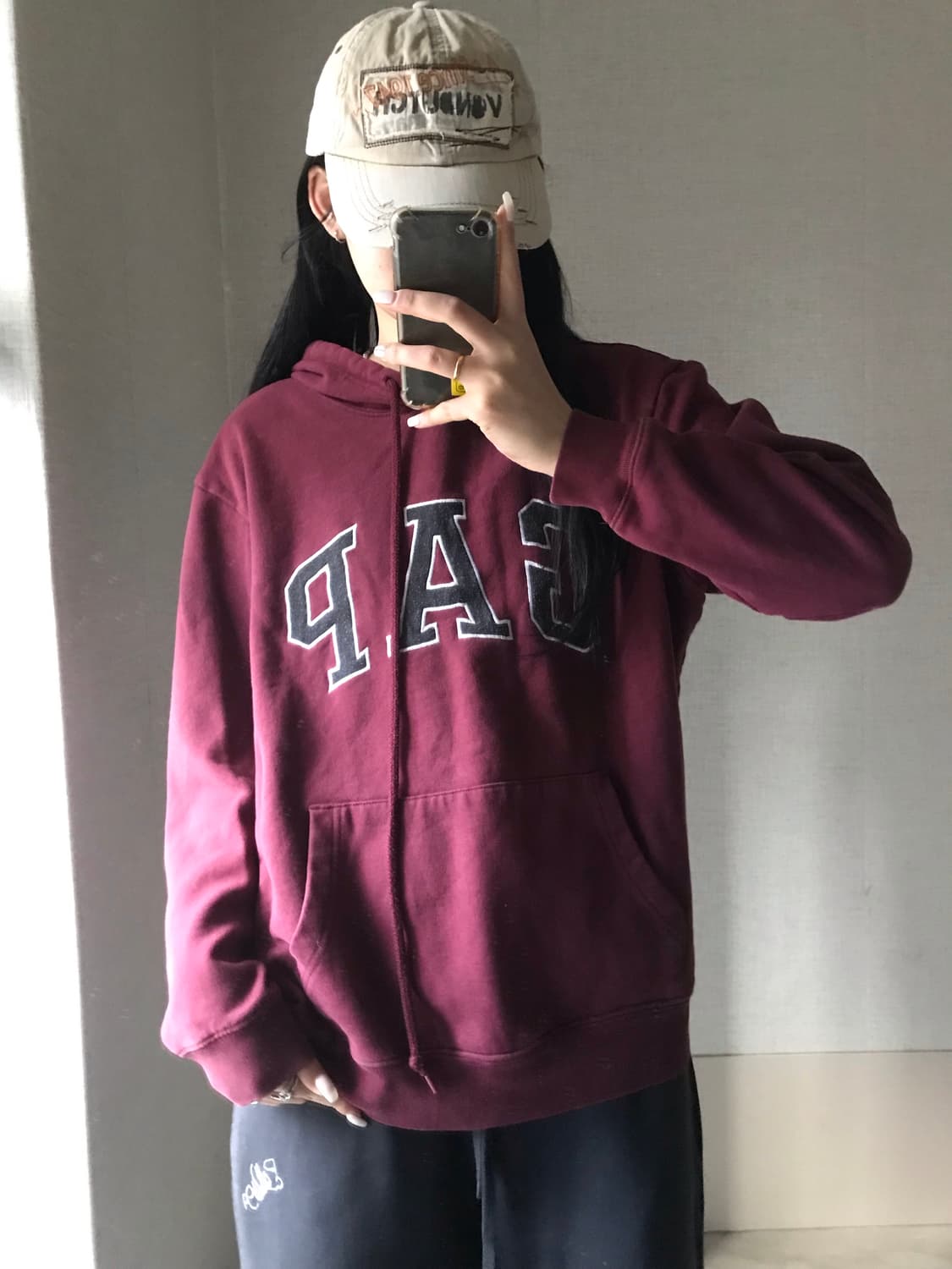 갭 버건디 후드티 상품이미지4