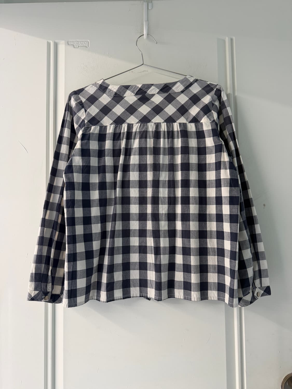 일본빈티지 네이비 체크 레이스 블라우스 상품이미지9