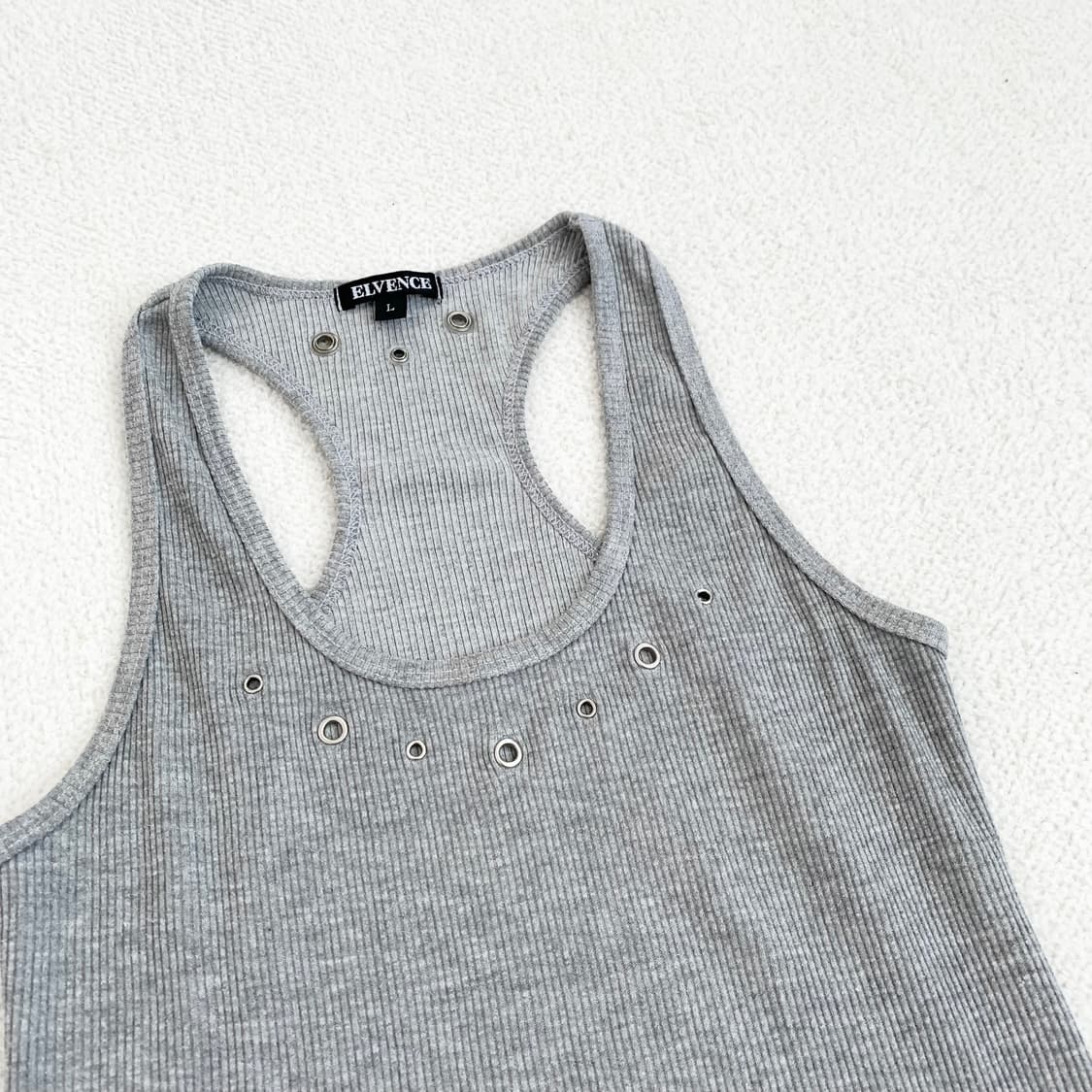 펑크 그레이골지 스터드 슬리브리스 상품이미지2