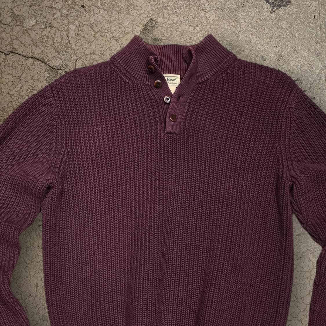 90s L.L.Bean 버건디 립니트 헨리넥 스웨터 상품이미지2