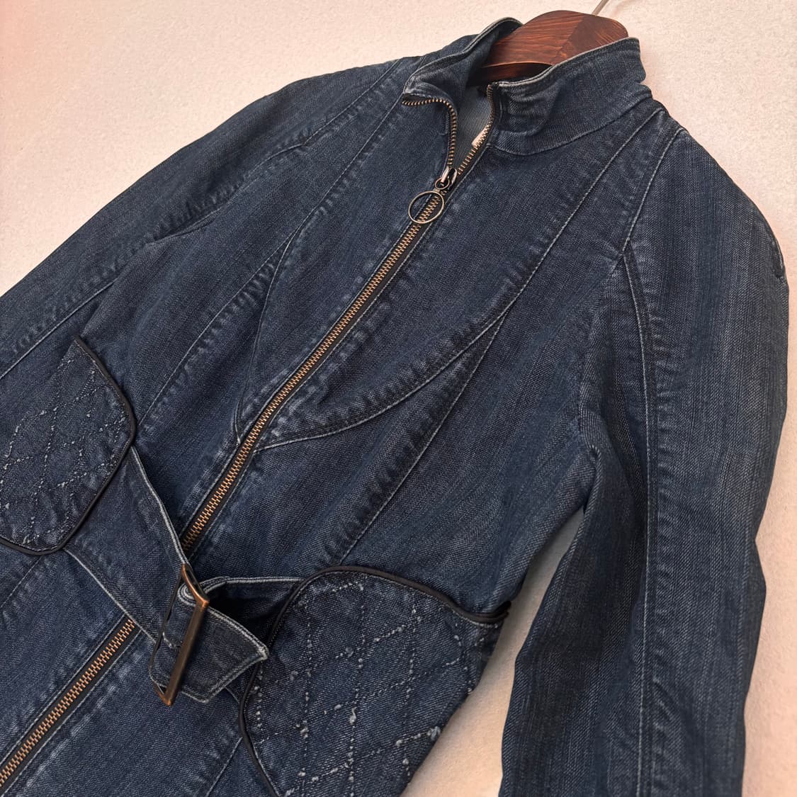 EXTE 엑스떼 여성 S 데님 자켓 스판 바이커 이태리 수입 정품 상품이미지3