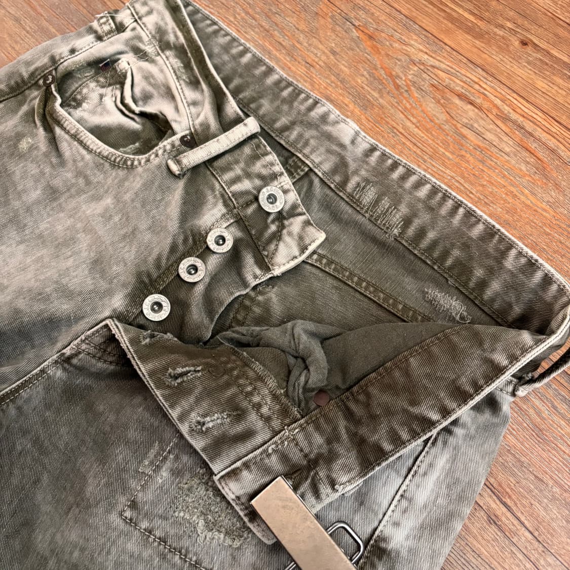 폴로진 빈티지 워싱 데님 청바지 28 스판 카키 랄프로렌 수입 정품 상품이미지3