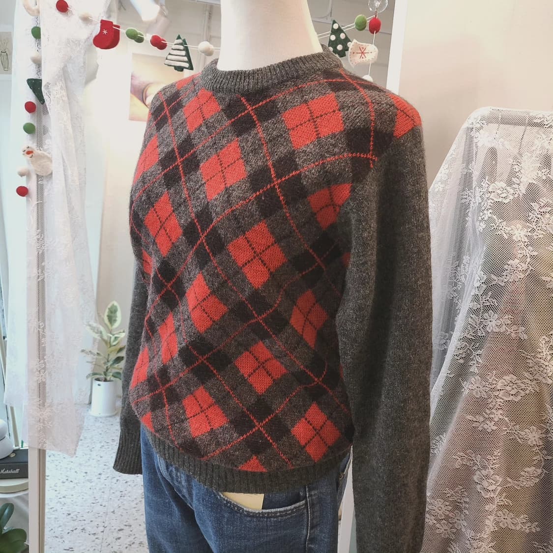 Beverly hills 아가일 울100 니트 상품이미지8