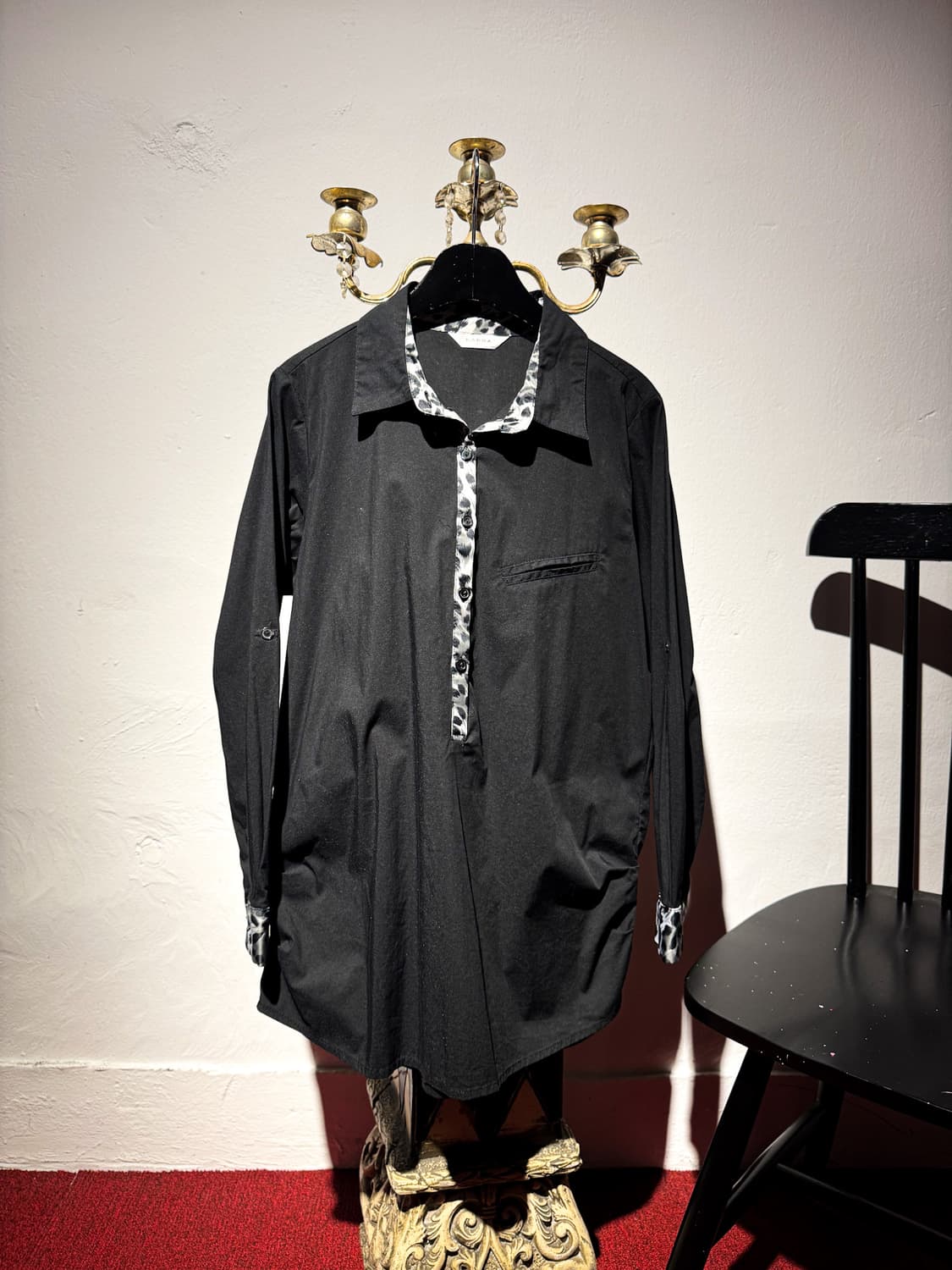 Leopard Print Black Shirt 상품이미지2