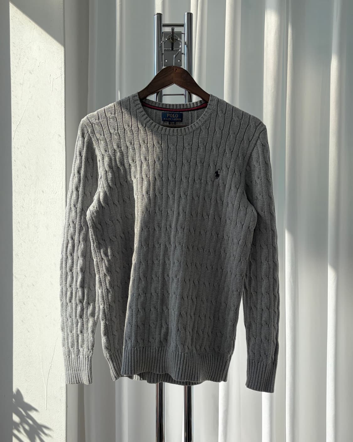 [M]폴로 랄프로렌 꽈배기 케이블 코튼 니트 gray 상품이미지3