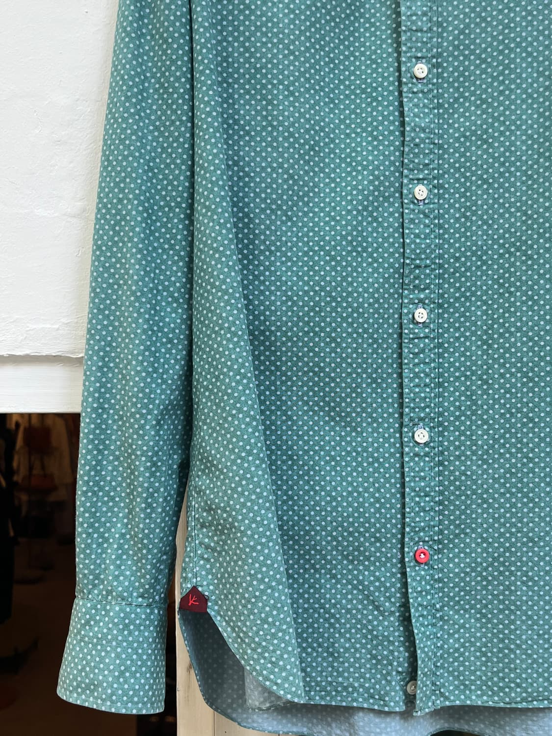 ISAIA 이태리 민트 코튼 폴카닷 셔츠 IT38 상품이미지4