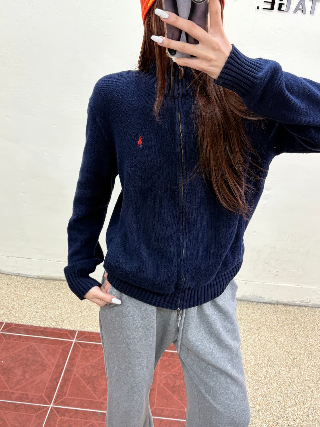 폴로 니트 집업 네이비 상품이미지3