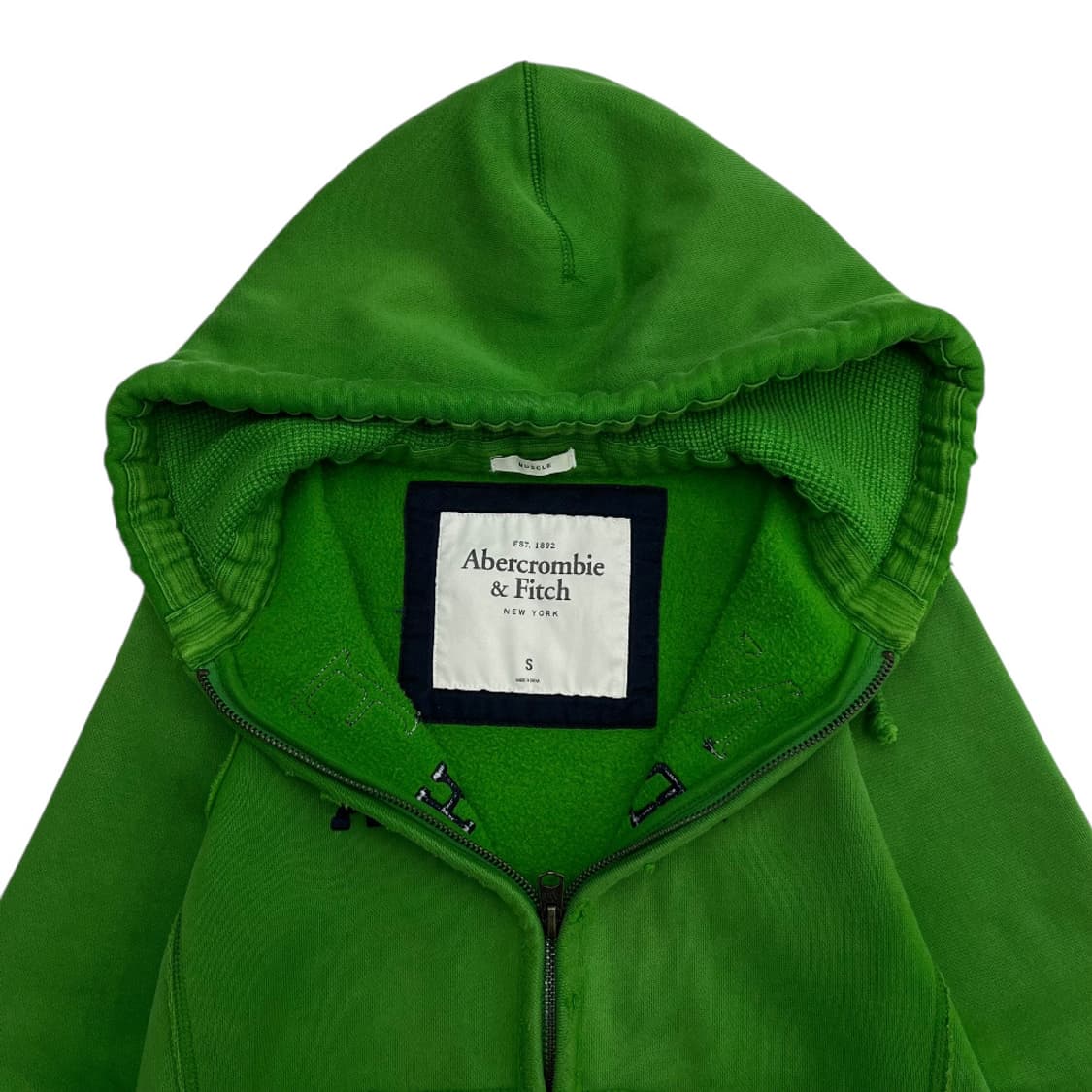 아베크롬비 센터 패치로고 빈티지그린 후드집업 S 상품이미지5