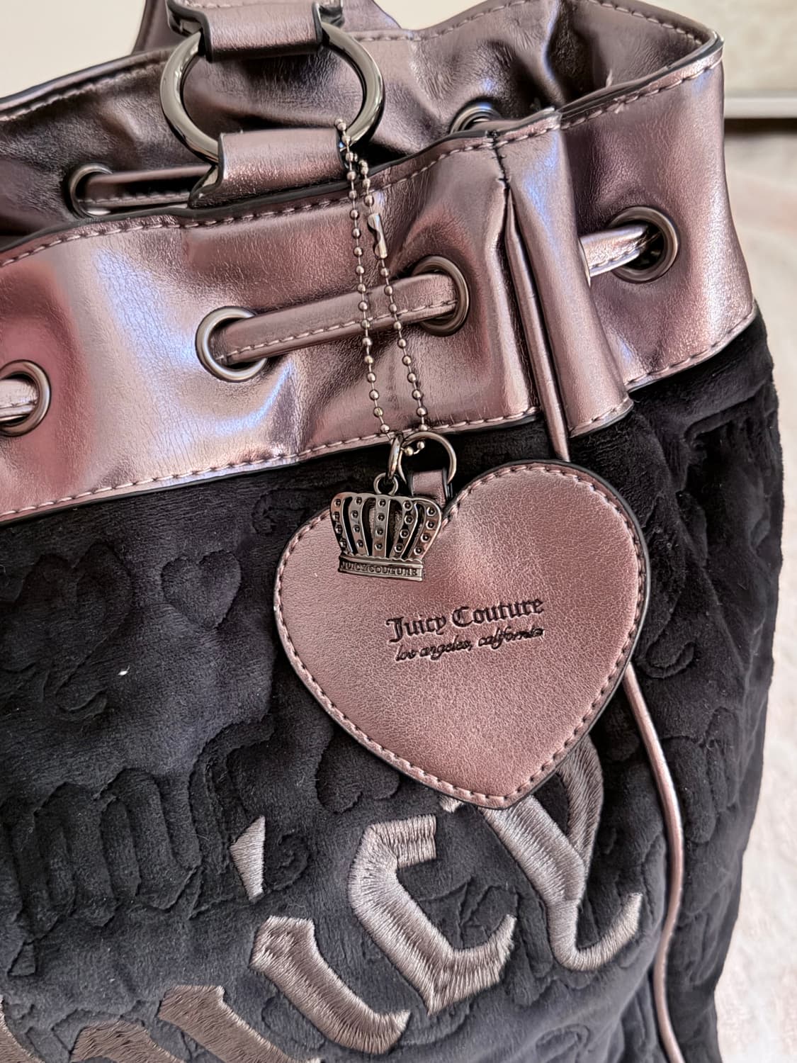 쥬시꾸뛰르 패턴 데이드리머 블랙 빈티지 숄더백  상품이미지2