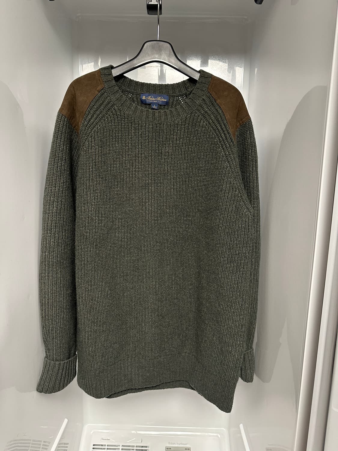 브룩스 브라더스 모100% 니트 카키/브라운 스웨이드패치(105) 상품이미지1