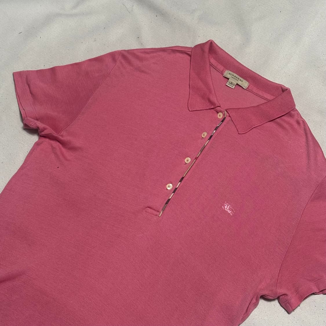 L 버버리 여성용 핑크 카라 반팔티 상품이미지1