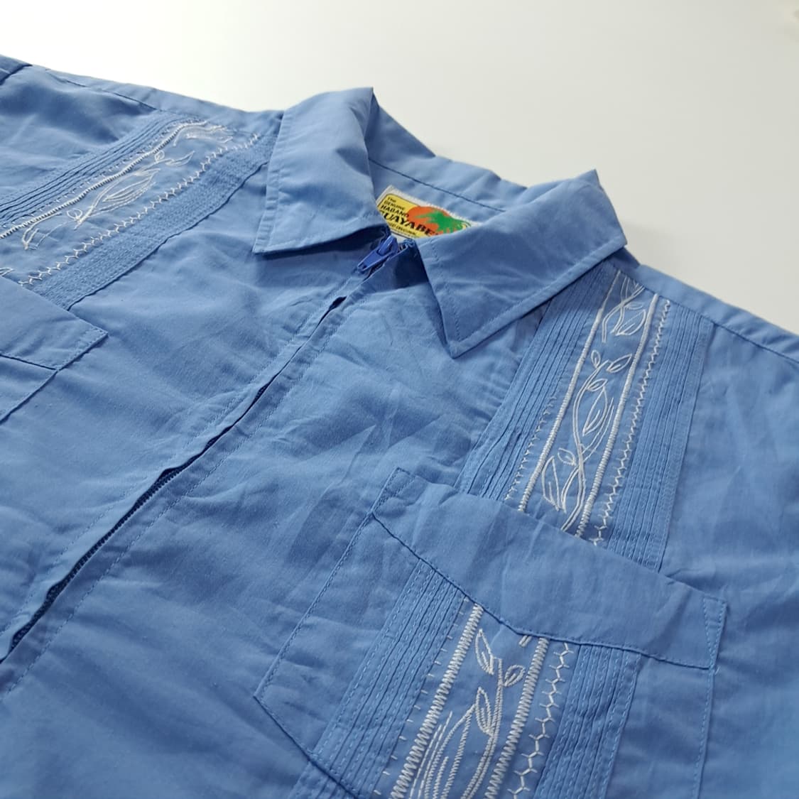 CK448 L 과야베라 90s 4포켓 블루 반팔 집업 셔츠 상품이미지4