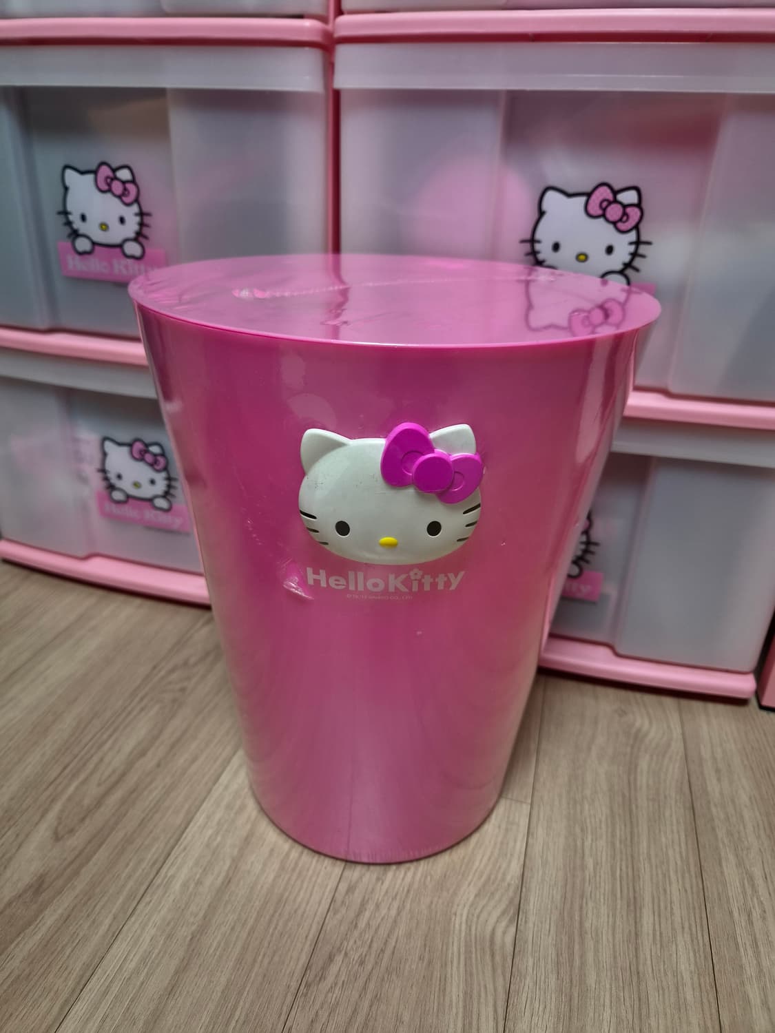 헬로키티 고전키티 핑크 입체얼굴 쓰레기통 대형 헬로키티 상품이미지2