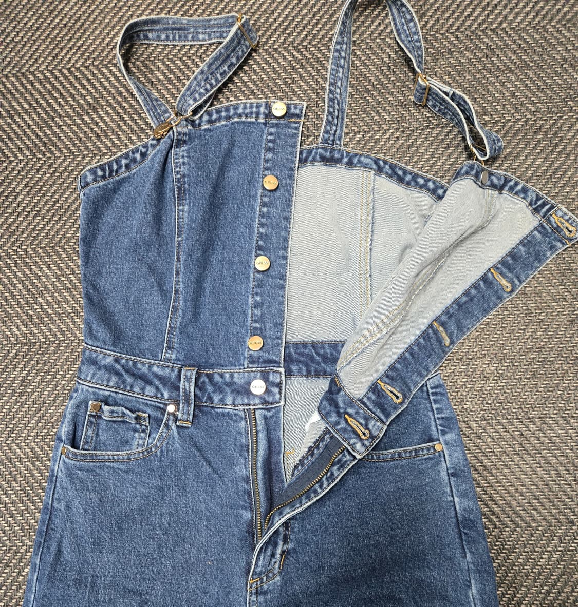 게스 데님 멜빵 바지 점프수트 스판청멜빵바지 상품이미지3