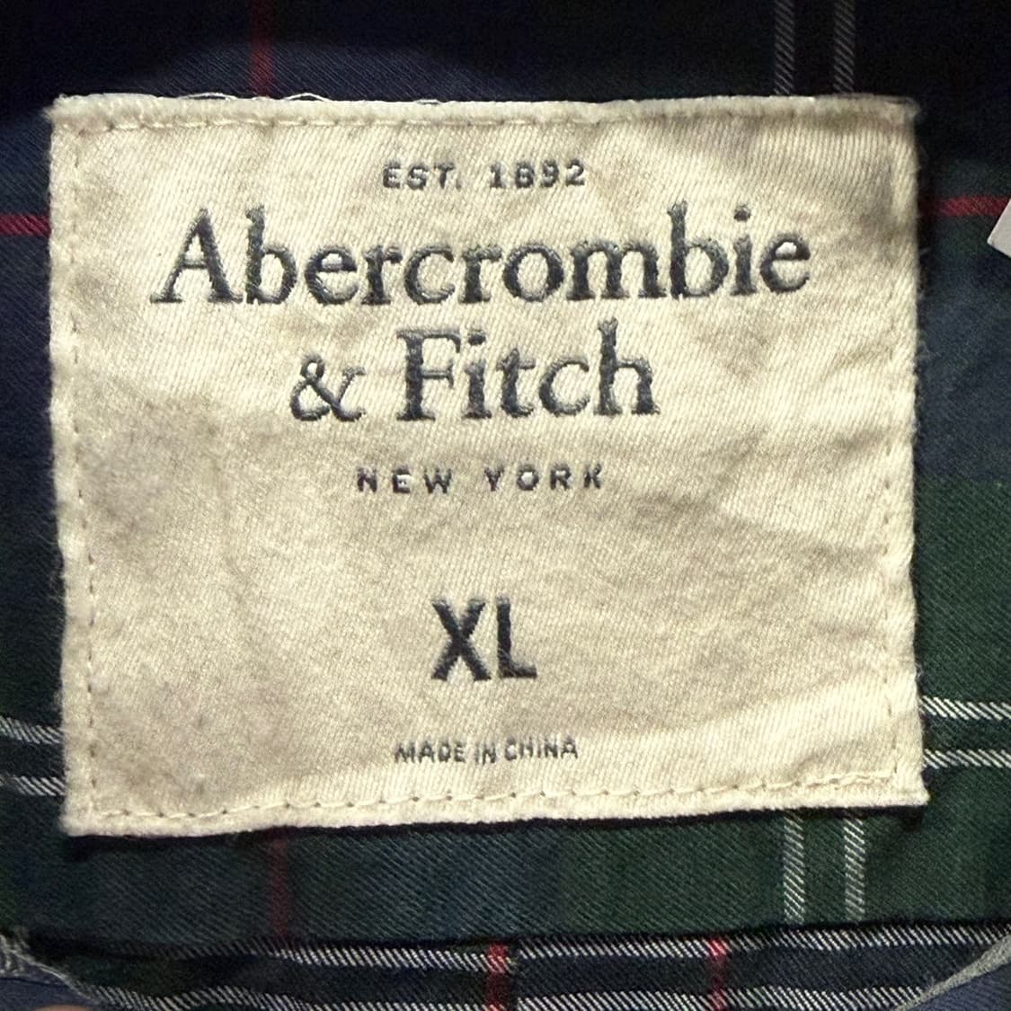 아베크롬비 체크 셔츠 시그니처 자수 로고 원포켓 디테일 그린 상품이미지5