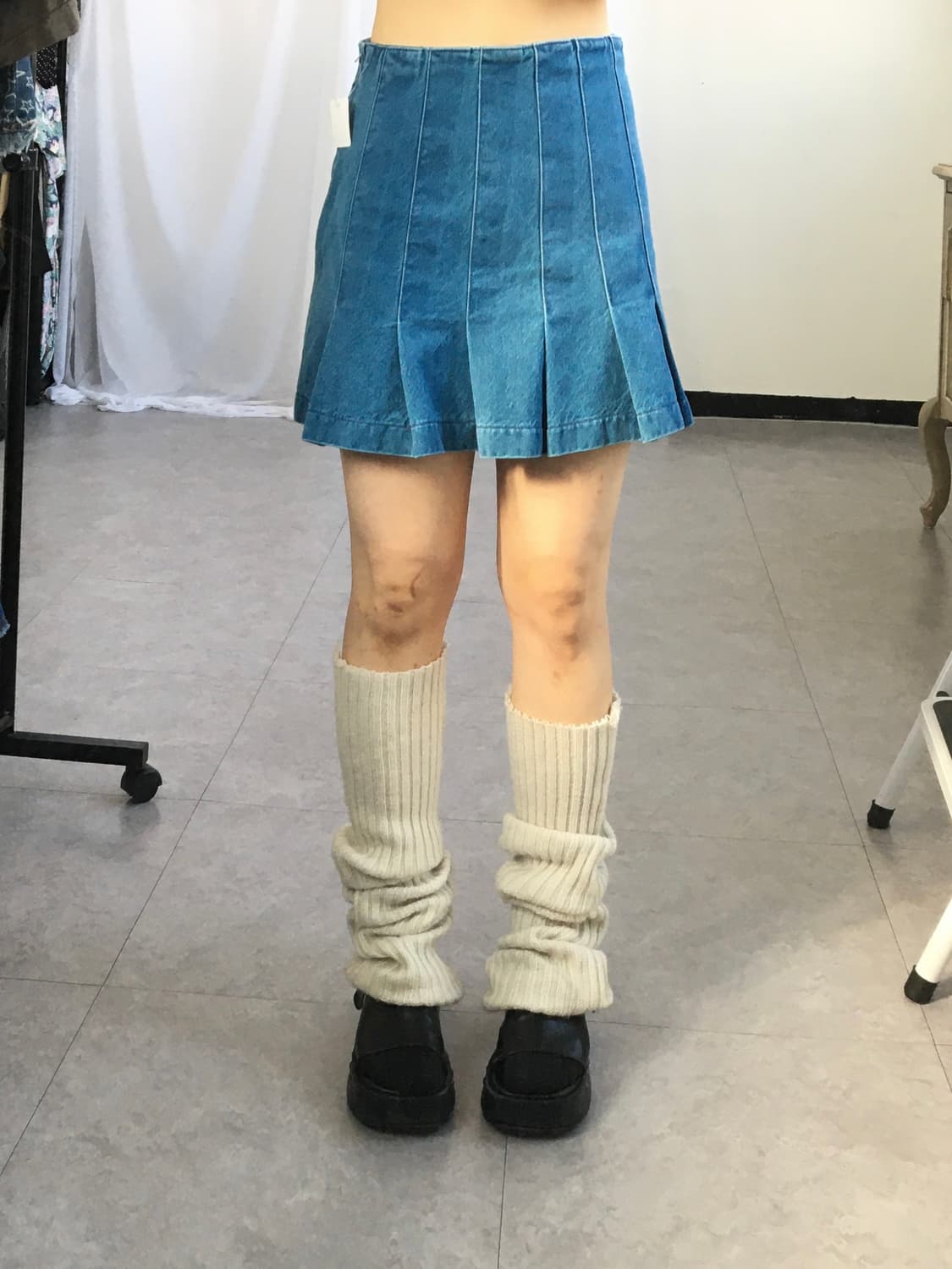 Denim pleats skirt 상품이미지1