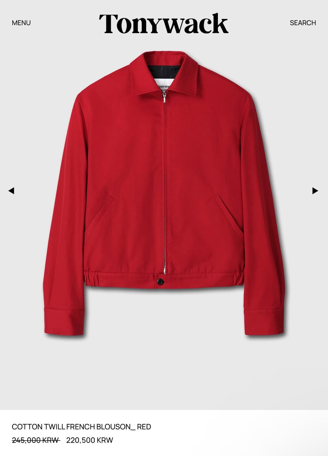 토니웩Tonywack 코튼 트윌 프렌치 블루종 자켓 S 정가 245,00 상품이미지2