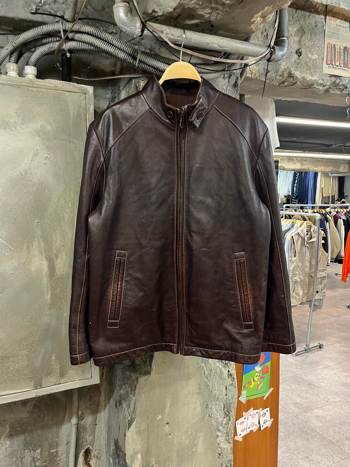 빈티지 소가죽 레더자켓 브라운 100 #csz2386 상품이미지1