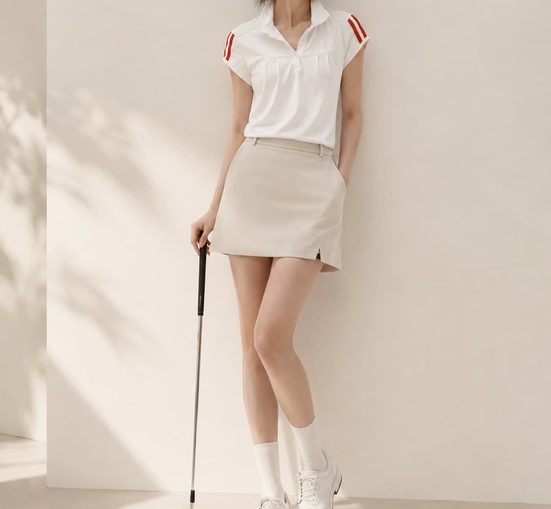 아디다스 여성 클라이마 기능성 반팔 카라티 (화이트/레드) 상품이미지5