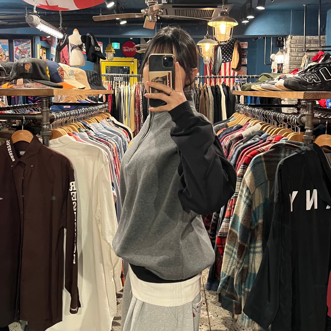 SEASONS 시즌스 그레이 하프 집업 맨투맨  상품이미지4