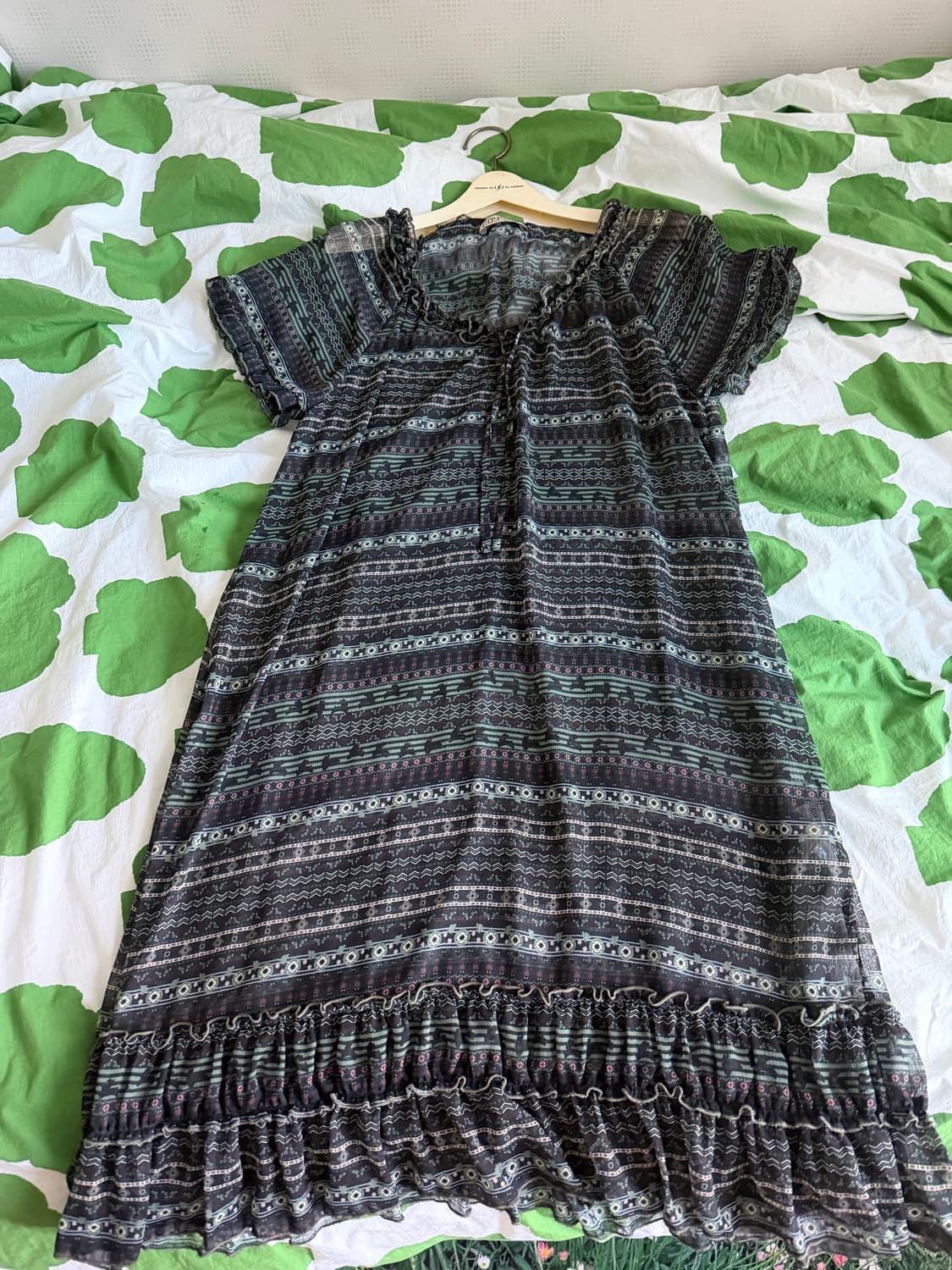  CHIFFON SHIRRING ONE PIECE DARK GREEN 상품이미지2