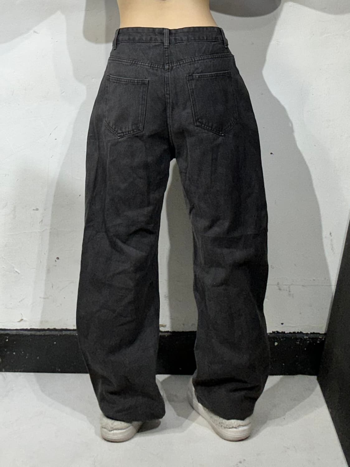 빈티지 흑청 와이드 데님 팬츠 M 상품이미지3