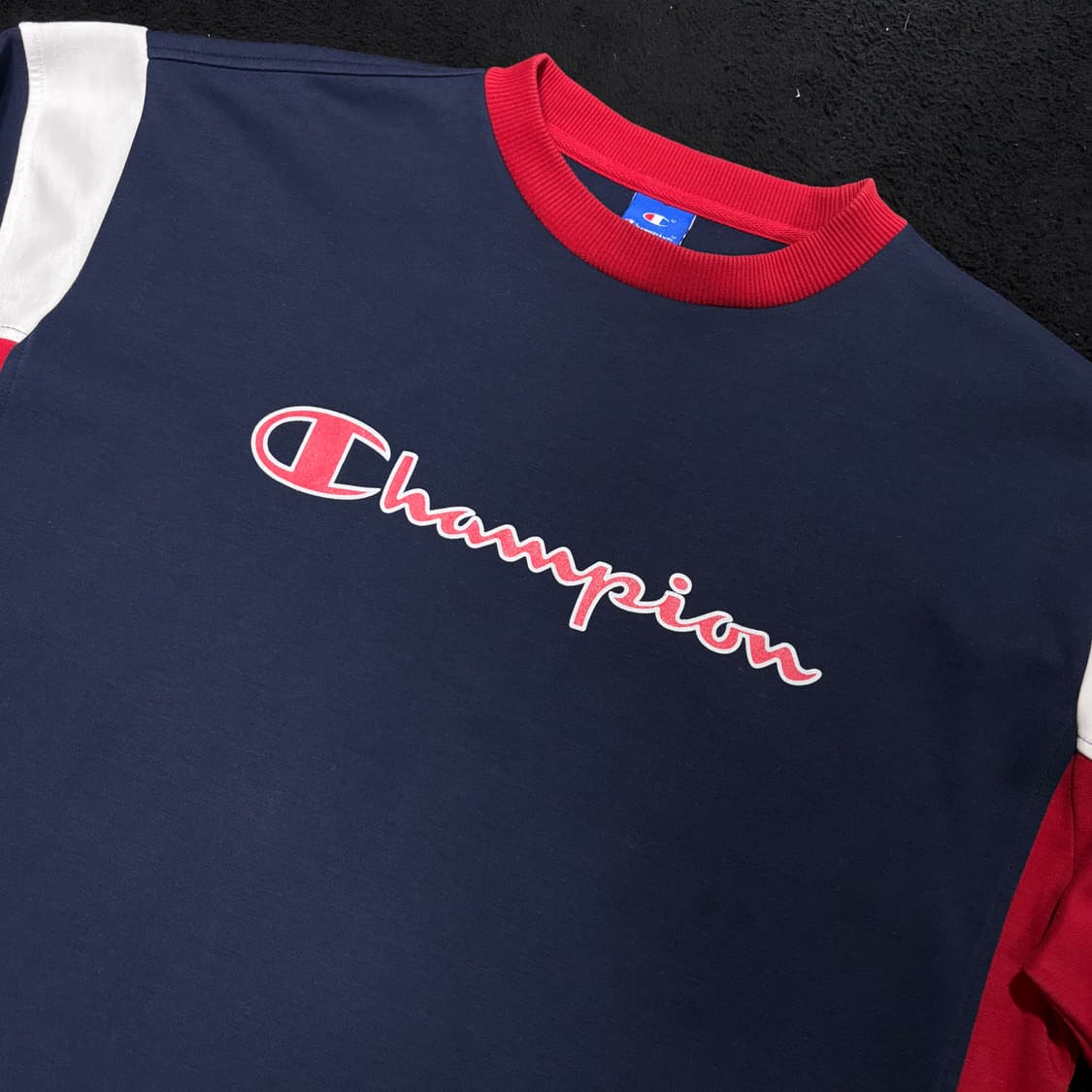 XL 챔피온 네이비 빅로고 배색 맨투맨 상품이미지3