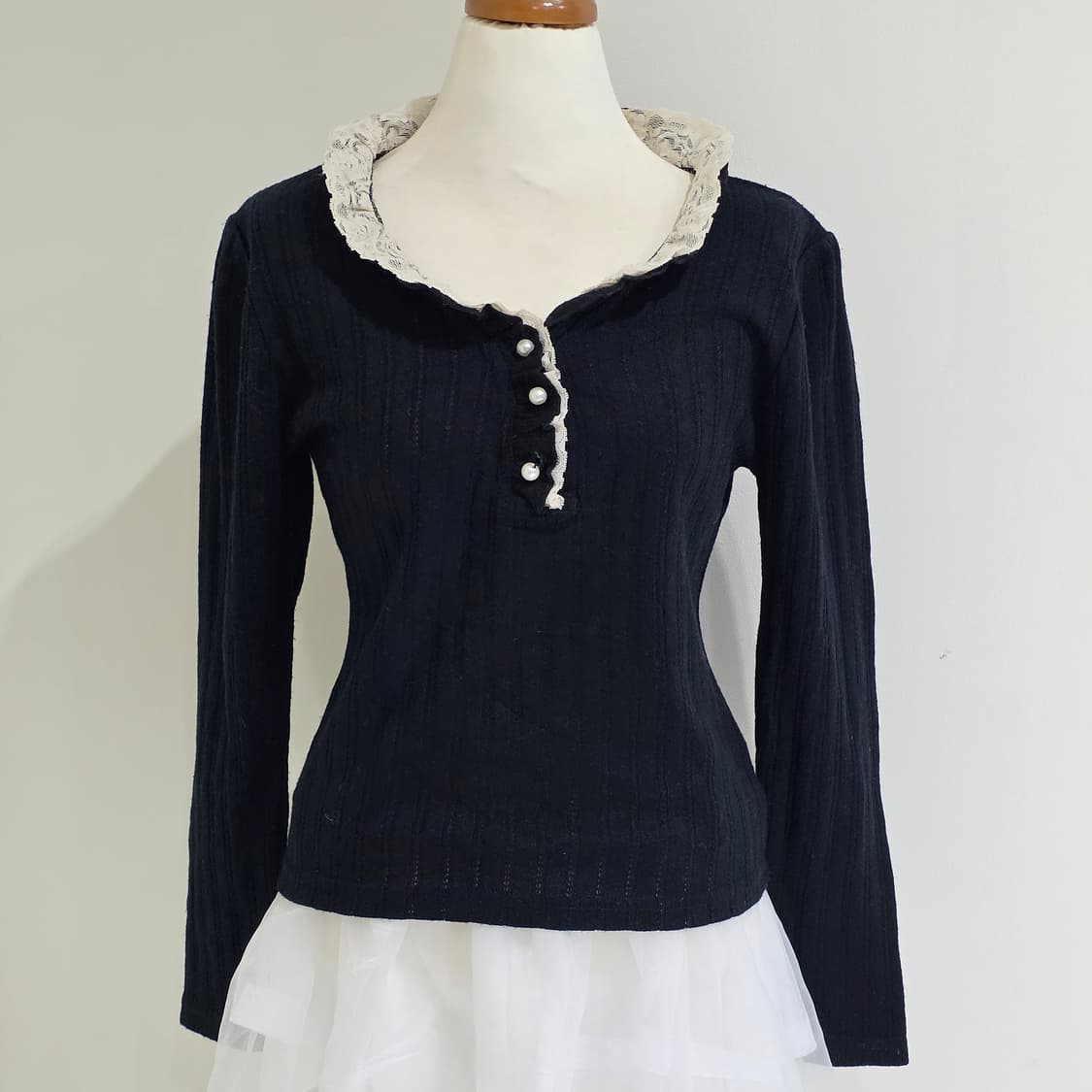 공겜여주 블랙모리걸 니트 블라우스 상품이미지1