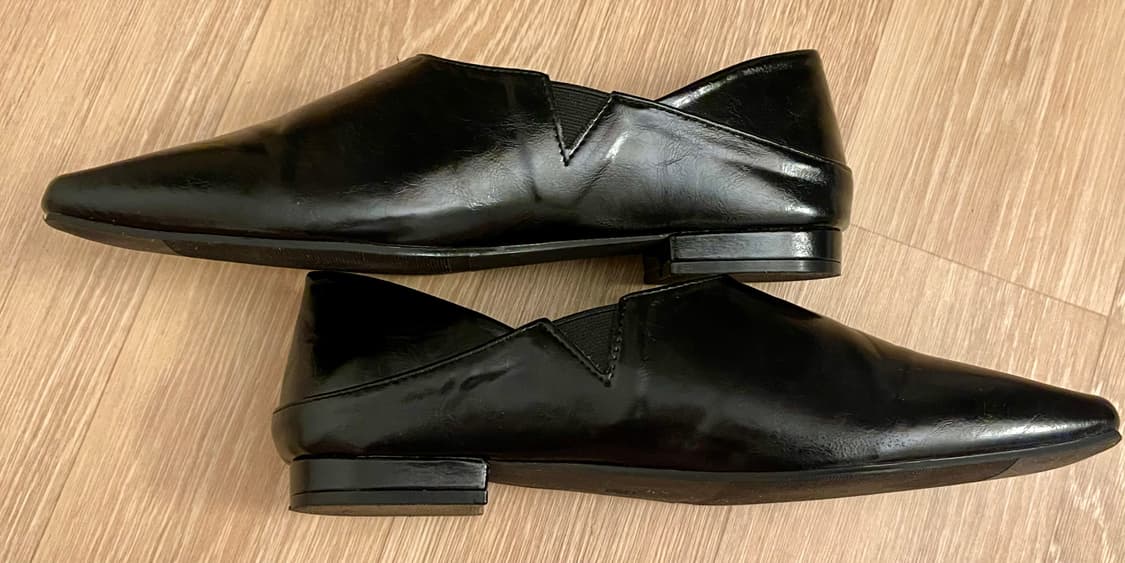 도매택/스퀘어 토 사이드 밴딩 플랫 (38/240) 상품이미지3