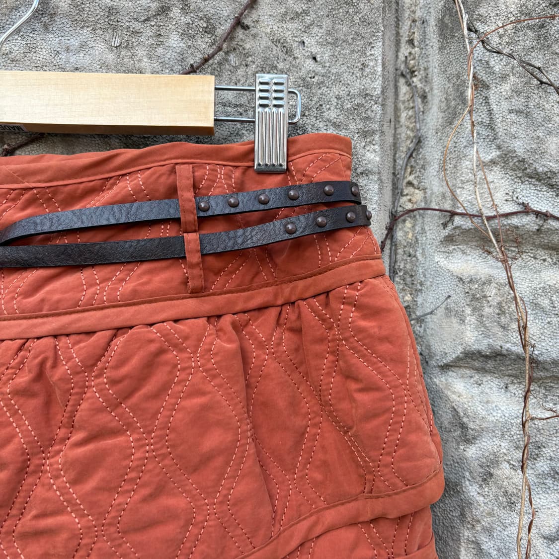 질스튜어트 프릴 벨트 모리 히피 퀄팅 웨스턴 보헤미아 여성 빈티지 치마 상품이미지3