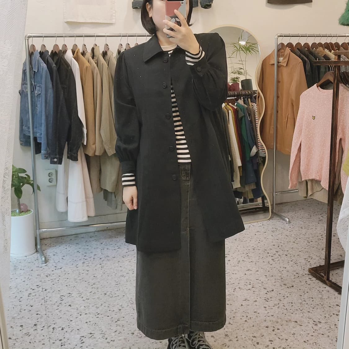 Preta porter 블랙 플레어 트렌치코트 상품이미지1