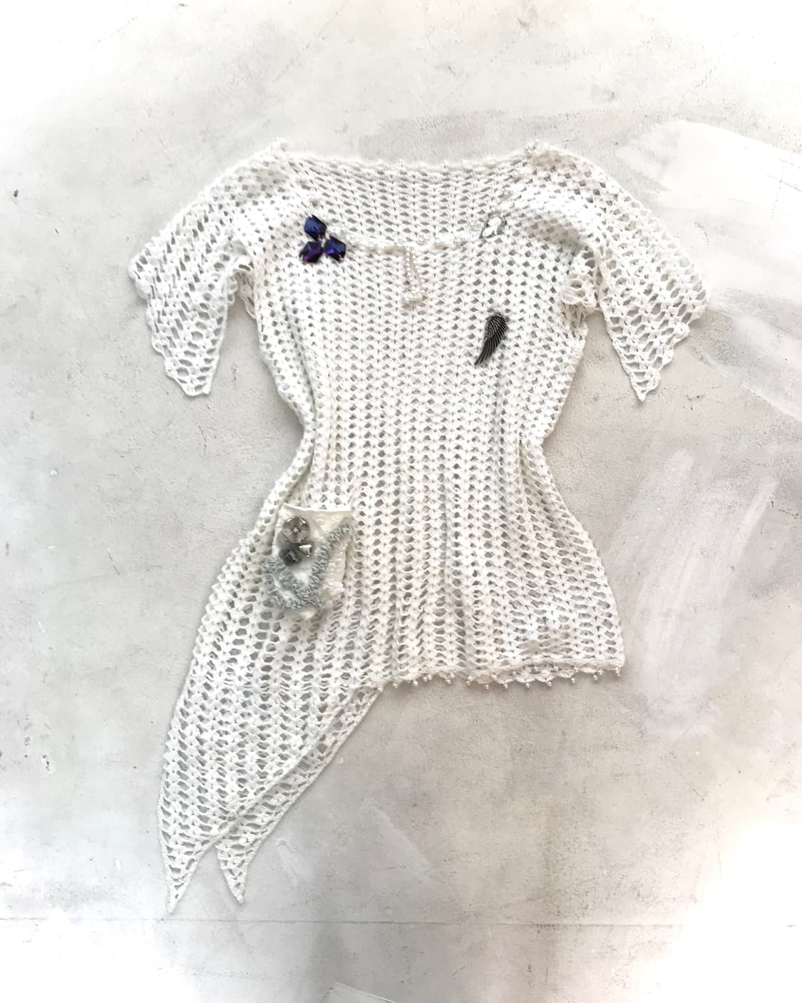 Custom🐾)White&sliver net angelwings top 상품이미지1