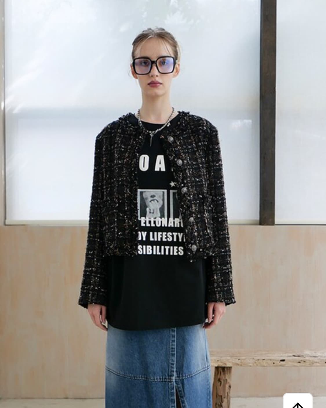 정가 21.8만 / 엘런아크 멀티 트위드 자켓 블랙 S 상품이미지4